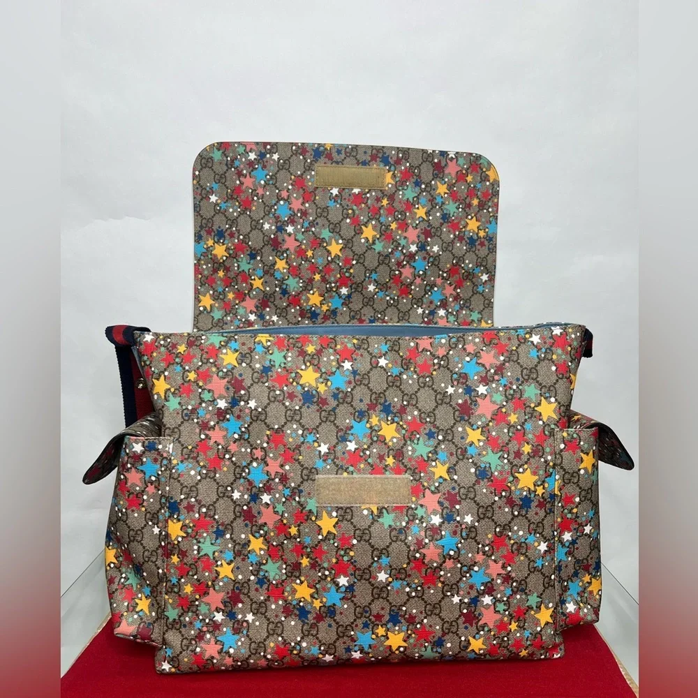 Gucci Diaper Bag GG Star Print Baby Diaper Authentic Original Supreme Milticolor - Picture 6 of 16